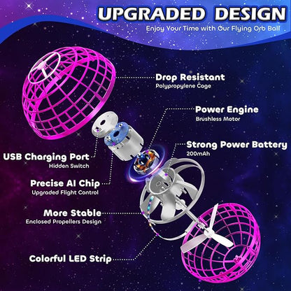 Tikduck Flying Orb Ball 2025 Toys Soaring Hover Boomerang Spinner Hand Controlled Mini Drone Cosmic Globe Spinning Kids Outdoor Fly Toy Birthday Gift Cool Stuff for Boys Girls 6 7 8 9 10+ Year Old