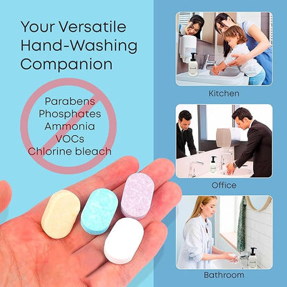 Foaming Hand Soap Starter Set – Reusable Glass Pump Bottle + 4 Scented Soap Tablets | Vegan, Non-Toxic, Zero Waste, Eco-Friendly Hand Wash Kit | Great Gift for Home or Travel