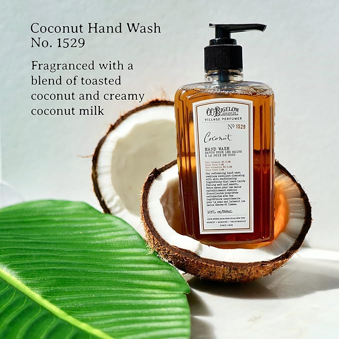 C.O. Bigelow Coconut Hand Wash, Village Perfumer Liquid Hand Soap with Aloe Vera & B5, 10 Fl Oz