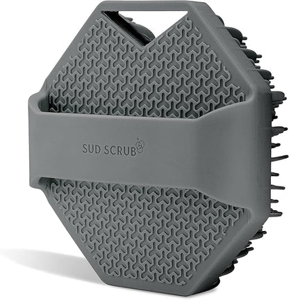 Sud Scrub® Antimicrobial Silicone Body Scrubber, Exfoliating Body Scrubber for Sensitive Skin, Eco Friendly Shower Scrubber for Body, Silicone Body Brush for Showering, Charcoal
