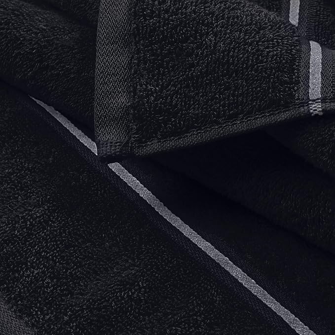 MyOwn Cotton 2 Pack Oversized Bath Towel Set 28x55 inches, Large Bath Towels, Ultra Absorbant Compact Quickdry & Lightweight Towel, Ideal for Gym Travel Camp Pool - Black