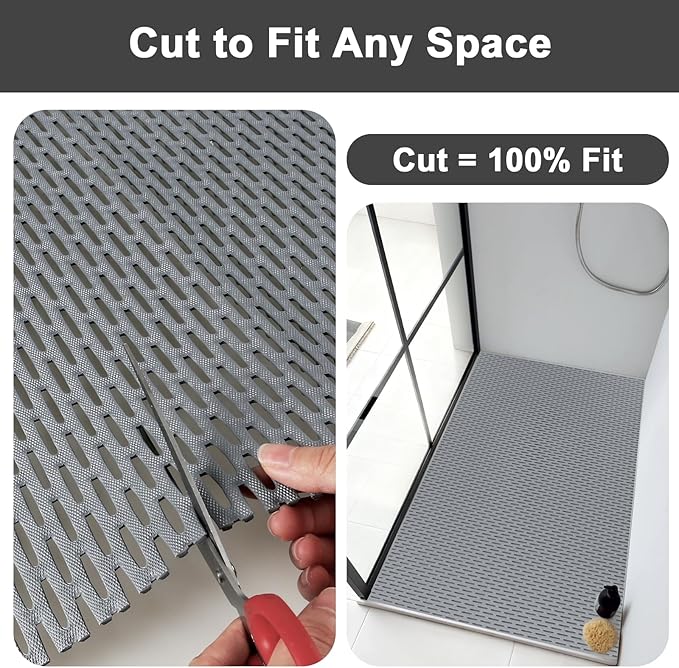 Extra Large Shower Mat: 47"x32" Non Slip Shower Mats for Inside Shower, PVC Anti Slip Shower Stall Mats No Odor, Trimmable Walk in Shower Mats for Elderly Kids