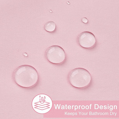AooHome Extra Long Shower Liner, Polyester Solid Color Shower Curtain with Hooks, Weighted Hem, Water Repellent, 72x84 inch, Pink