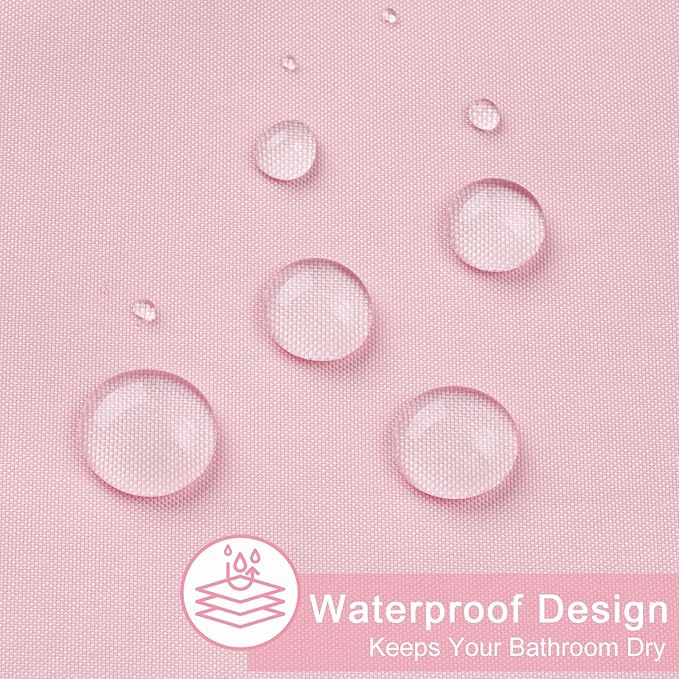 AooHome Solid Pink Shower Curtain, Fabric Weighted Hem Shower Liner with Hooks, Reinforced Metal Grommets, Waterproof, 72x75 inch