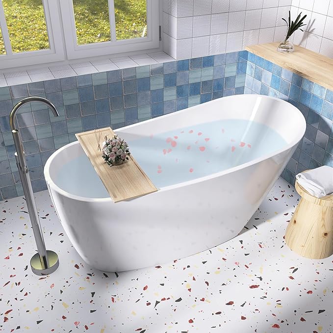 59" Acrylic Free Standing Tub, Stand Alone Tub, Freestanding Bathtub, Soaking Bathtub, cUPC Certified, CM(Glossy White)