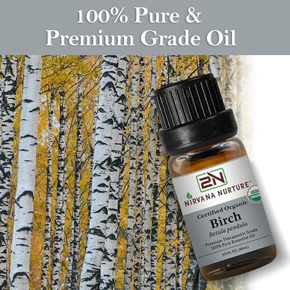 Birch Essential Oil USDA Certified Organic, 100% Pure Natural Premium Grade, Undiluted