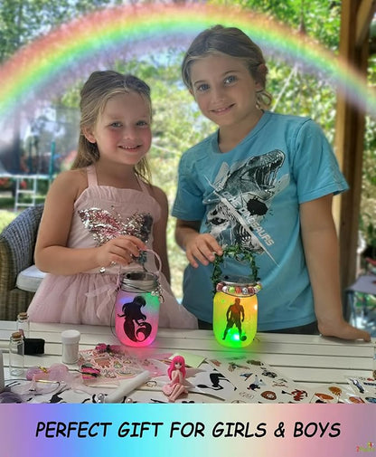Make Your Own Mermaid Toy Night Light Lantern Jar Arts & Crafts For Girls, DIY Mermaid Gifts For Girls Ages 4 5 6-8 8-10 8-12 & Teens. Best Little Mermaid Craft Kit Projects & Kids Birthday Present
