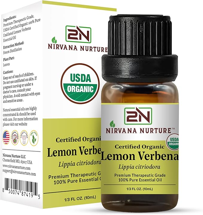 Lemon Verbena Essential Oil USDA Certified Organic, 100% Pure Natural Premium Grade, Undiluted