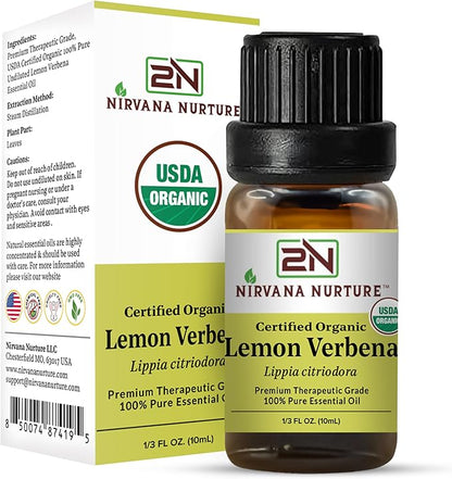 Lemon Verbena Essential Oil USDA Certified Organic, 100% Pure Natural Premium Grade, Undiluted