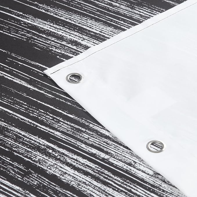 Long Fabric Shower Curtain, Black and White Cloth Shower Curtains for Bathroom, Modern Waterproof Bathroom Curtains, 62" W x 78" H