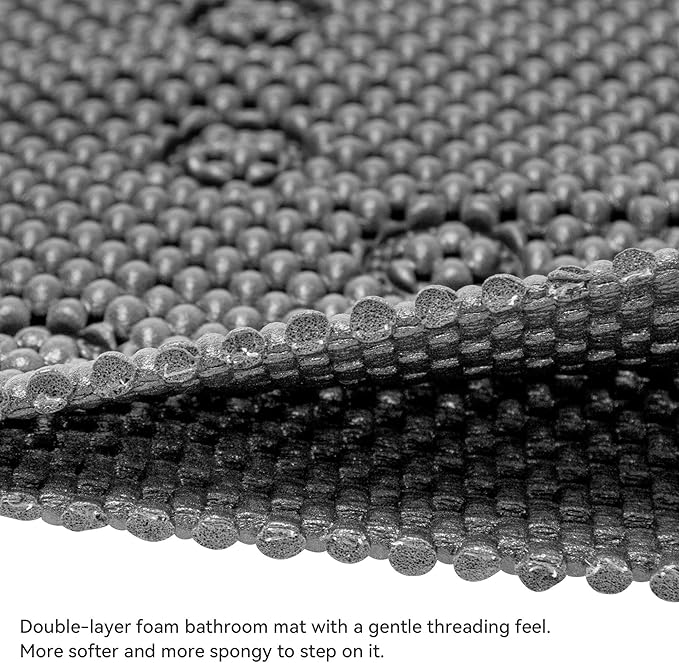 Double Layer Foam Non Slip Bathtub Mat 37x17in, More Comfortable and Thicker Tub Mat Than Ordinary Foam Shower Mat, Bath Mat for Tub with Suction for Comfort and Safety (Black, 36'' x 17'')