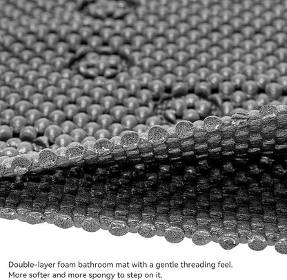 Double Layer Foam Non Slip Bathtub Mat 37x17in, More Comfortable and Thicker Tub Mat Than Ordinary Foam Shower Mat, Bath Mat for Tub with Suction for Comfort and Safety (Black, 36'' x 17'')