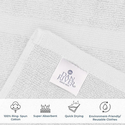 DAN RIVER Classic Cotton Bath Mats Set of 2 – Not a Bathroom Rug, Ultra Soft, Highly Absorbent & Machine Washable Bath Mat Towel for Bathroom Floor Mat – Durable, Quick-Dry, 21x34 Inches, White