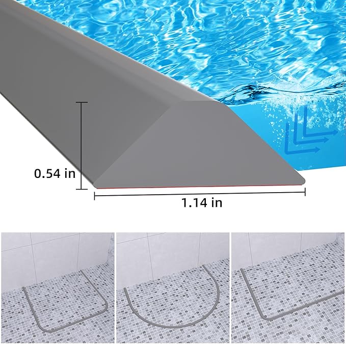 Duzzy 39 Inch Collapsible Shower Water Dam, Shower Threshold Water Stopper Barrier and Retention System and Keeps Water Inside Threshold Dry and Wet Separation, Suitable for Bathroom & Kitchen