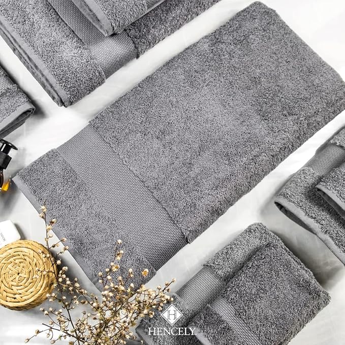 Hencely Bath Sheet Set of 2 - (35x64 Inches) - Luxury Extra Large Oversized Towels, 100% Cotton - Quick Dry, Highly Absorbent, Super Soft - Ideal for Spa, Hotel, Bathroom - (Bath Sheets 2 Pack, Gray)