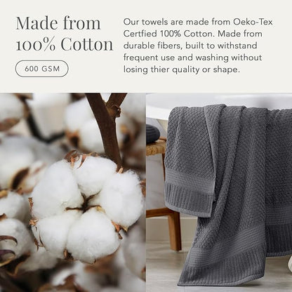 NY Loft 100% Cotton 2 Pack Bath Sheet Towel Set | Extra Large Oversize Bath Towels | Absorbent & Quick-Dry | Textured and Durable Cotton | Charcoal
