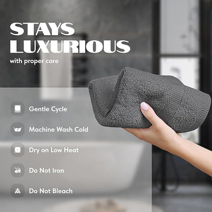 White Classic Wealuxe Grey Hand Towels for Bathroom 12 Pack, Cotton Hand Towel Bulk for Gym, Spa and Salon, Soft Extra Absorbent Quick Dry 16x27 Inch