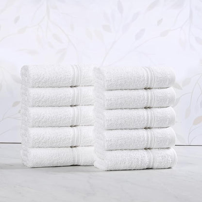 Superior Egyptian Cotton 10-Piece Face Towel Set , Small Towels For Facial, Spa, Quick Dry, Absorbent Towels, Bathroom Accessories, Guest Bath, Home Essentials, Washcloth, Airbnb, White