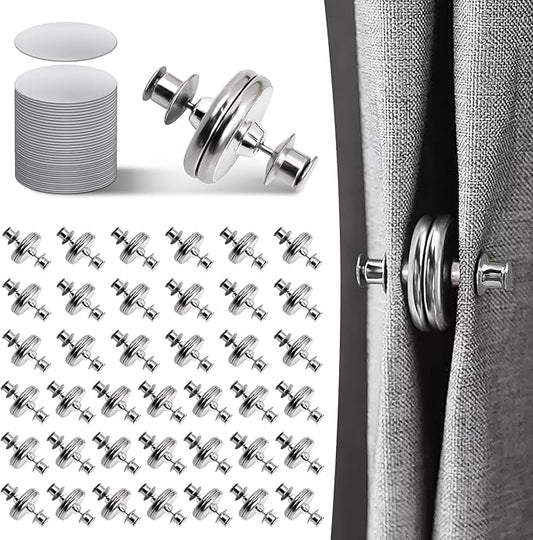 Curtain Magnets, Kaluofan 40Pairs Curtain Magnets Closure with 40Pairs Self-Adhesive Patch, Magnetic Curtain Clips Prevent Light Leaking, Keep Curtain Closed for Home Bedroom Bathroom Office Draperies