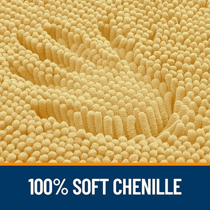 OLANLY Toilet Rugs U-Shaped 24x20, Extra Soft Absorbent Chenille Contour Bathroom Rugs for Toilet, Dry Quickly, Machine Washable, Non-Slip Bath Mat, Yellow
