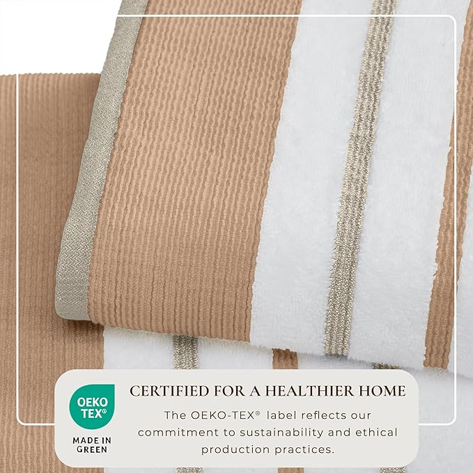 Great Bay Home Decorative Hand Towel Set - Luxury Cotton 4 Pack 26x16 Hand Towel Set - Luxurious, Ultra-Soft, Durable Towels for Bathroom Decor (Clay/Taupe)