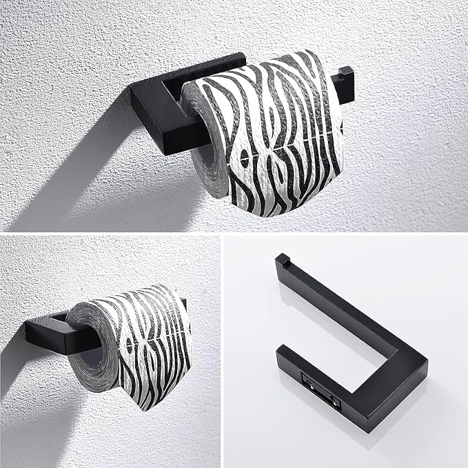 Lairuier Bathroom Hardware Accessories Set Matte Black 4-Piece Towel Bar Set 304 Stainless Steel Wall Mounted Bath Towel Rack Set, 24 Inch
