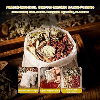 30 Pcs Body Detox Foot Soak To Remove Toxins,Lymphatic Drainage Ginger Herbal Foot Detoxing Soak for Relieve Fatigue Dispel Cold and Remove Dampness 艾草泡脚足浴包