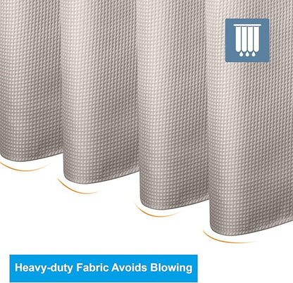 AmazerBath Waffle Shower Curtain 78 Inches Long, Khaki Shower Curtain Fabric Heavy Duty 240GSM, Hotel Quality Bathroom Shower Curtains Tan, Hooks not Included, 72 x 78 Inches