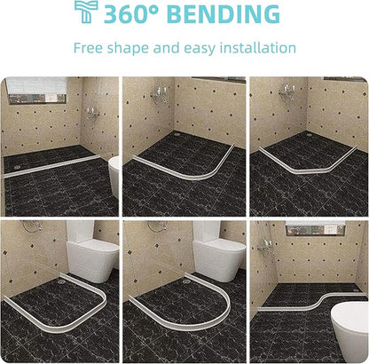 Shower Threshold Water Dam,Walk in Shower Water Guard, Shower Dam Water Barrier Bathroom Sink Splash for Dry And Wet Separation Caulk Seal Strip Edge Trim (78Inch, Transparent)