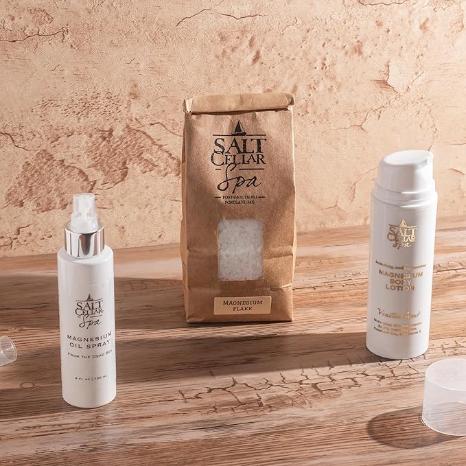 Salt Cellar Magnesium Wellness Bundle – Bath Soak, Body Lotion & Oil Spray for Relaxation, Recovery & Self-Care – Natural Dead Sea Minerals – Great Gift for Wellness Lovers