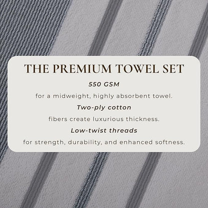 Great Bay Home Decorative Bath Towel Set - Luxury Cotton 6 Piece Towel Set - 2 Bath Towels, 2 Hand Towels, 2 Washcloths - Luxurious, Ultra-Soft, Durable Towel for Bathroom Decor (Grey)