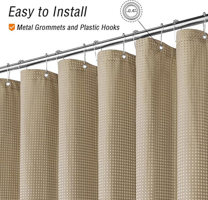 Gibelle Small Stall Shower Curtain 36 x 72, Narrow Half Waffle Weave Textured Fabric Shower Curtain for Bathroom, Water Repellent, Machine Washable, Beige