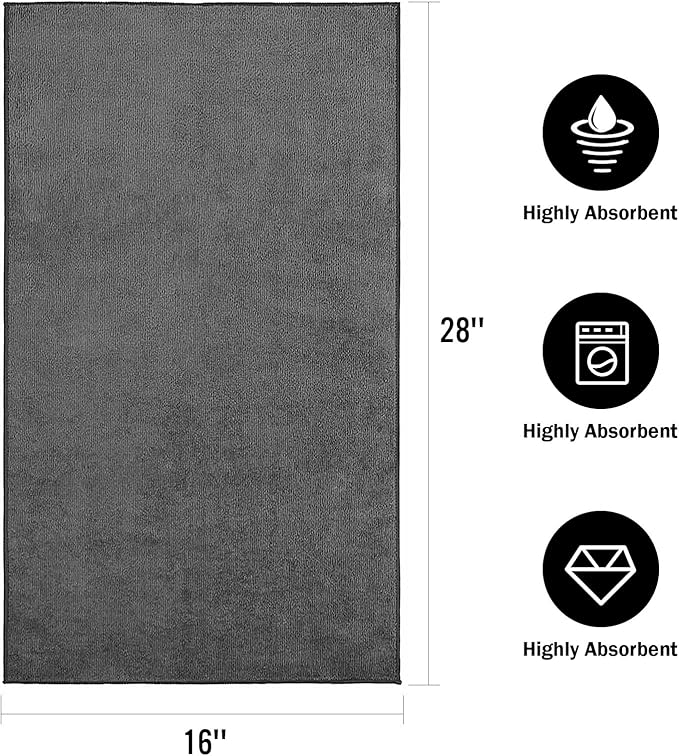 Orighty 6-Pack Grey Hand Towels - Quick Drying & Absorbent Microfiber Gym Towels 16x28 inches - Lightweight & Thin Grey Yoga Towel - Multi-Purpose Camping Towel for SPA, Hotel & Bathroom