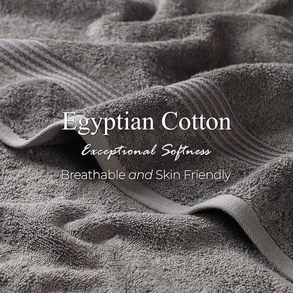 Superior Egyptian Cotton Bath Towel Set, Home Bathroom Towels, Master, Guest Bath, Decor Essentials, Quick Dry, Absorbent, Large Body Towels, Spa, Hotel, Resort, Adult, Kids, Set of 2, Charcoal