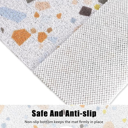 Square Shower Mat Non Slip: 31x31 Inch Shower Floor Mat with Drain Hole in Middle, Super Soft and Comfortable PVC Loofah Massage Bath Mat for Shower, Anti Slip Shower Stall Mat, Quick Drying