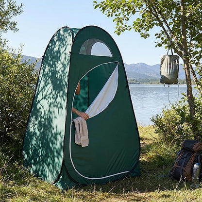 4x4ft Pop Up Privacy Shower Tent with Top Window, 3.6lbs Liightweight Dressing Room, Portable Toilet Stall with Carry Bag for Camping, Beach, Outdoors (Orange)