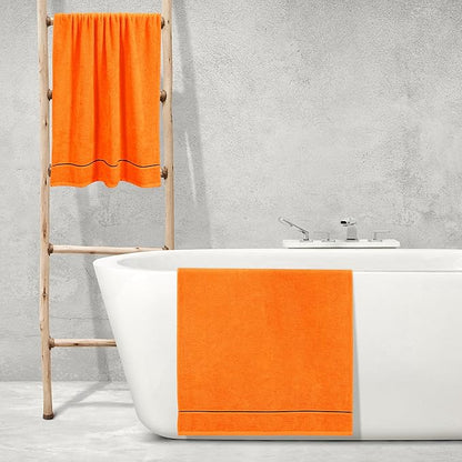 MyOwn Ultra Soft 4 Pack Oversized Bath Towel Set 27x54 inches, 100% Cotton Bath Towels, Highly Absorbant Compact Quickdry & Lightweight Towel, Ideal for Gym Travel Camp Pool - Orange