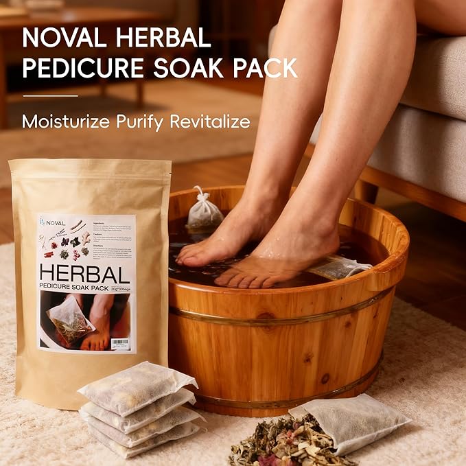 NOVAL Herbal Foot Bath Pedicure Spa Soak with English Instructions, Natural Ingredients, 30g*30 bags