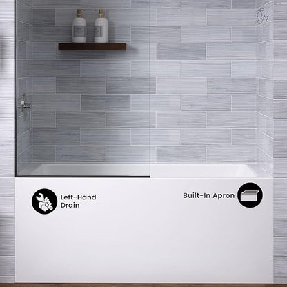 Voltaire 54" X 30" Left-Hand Drain Alcove Bathtub with Apron