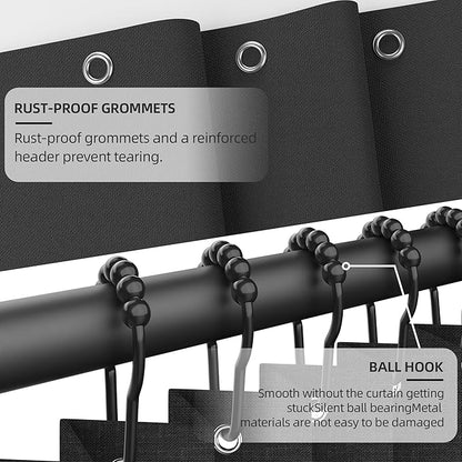 Bathroom Magnetic Folding Shower Curtain, Accordion-Style Shower Curtain, Suitable for Shower Rooms, bathtubs, Hotels or Apartments (Black, W:70*H79.5Inch)