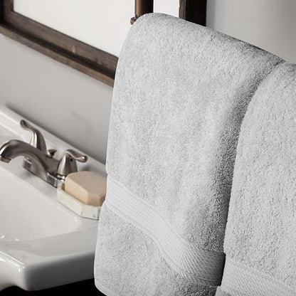 Superior Egyptian Cotton Pile 10 Piece Towel Set, Includes 2 Bath, 4 Hand, 4 Face Towels/Washcloths, Ultra Soft Luxury Towels, Thick Plush Essentials, Guest Bath, Spa, Hotel Bathroom, Silver