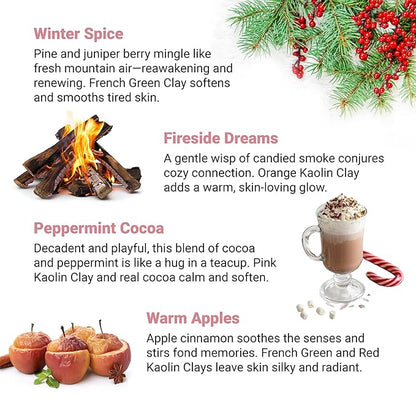 Mom Bomb Bath Bomb Gift Set (4) – Mistletoe Kisses, Peppermint Cocoa, Fireside Dreams & Warm Apples – Essential Oils, Plant-Based Scents – Made in USA – Gift for Women