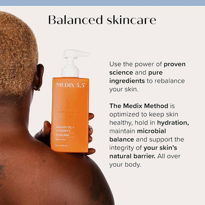 Medix 5.5 Argan Oil Cream + Vitamin E Anti Aging Skin Care Moisturizer Body Cream | Firming Body Lotion Reduces Look Of Wrinkles, Cellulite, Crepey Skin, & Uneven Skin Tone For Women & Men, 15 Fl Oz