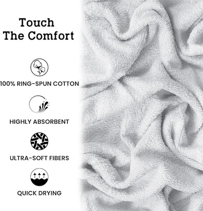 Casa Lino White Bath Towels Set of 4 (54" x 27") - Large Bathroom Towel Set - 100% Cotton Towels for Bathroom - Highly Absorbent & Quick Dry Bath Towel Multipack - New Apartment Essentials