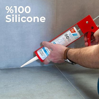Adhesive Guru All Purpose Clear Silicone Sealant Waterproof 10.15 fl.oz, 100% Silicone Caulk, Weatherproof & Flexible Adhesive Sealant for Indoor and Outdoor Use, Transparent - 1 Pack