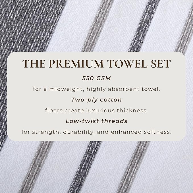Great Bay Home Decorative Oversized Bath Sheet Set - Luxury Cotton 2 Pack 68x35 Extra Large Towels - Luxurious, Ultra-Soft, Durable Towels for Bathroom Decor (Dark Grey/Light Grey)