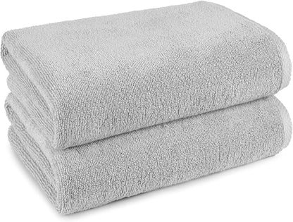 Amazon Basics 2 Piece Quick-Dry Oversize Bath Towel, 100% Cotton, Platinum, 54" x 30" (Pack of 12)