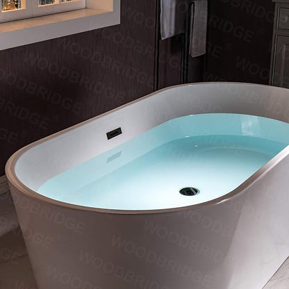 WOODBRIDGE BTA1514-MB-Drain &O+ Pillow Bathtub, Black