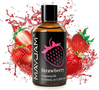 MAYJAM 100ML/3.38FL.OZ Strawberry Fragrance Oils with Glass Dropper, Essential Oils for Diffusers for Home, Long Lasting Scented Oils for Diffusers Soap Candle Making