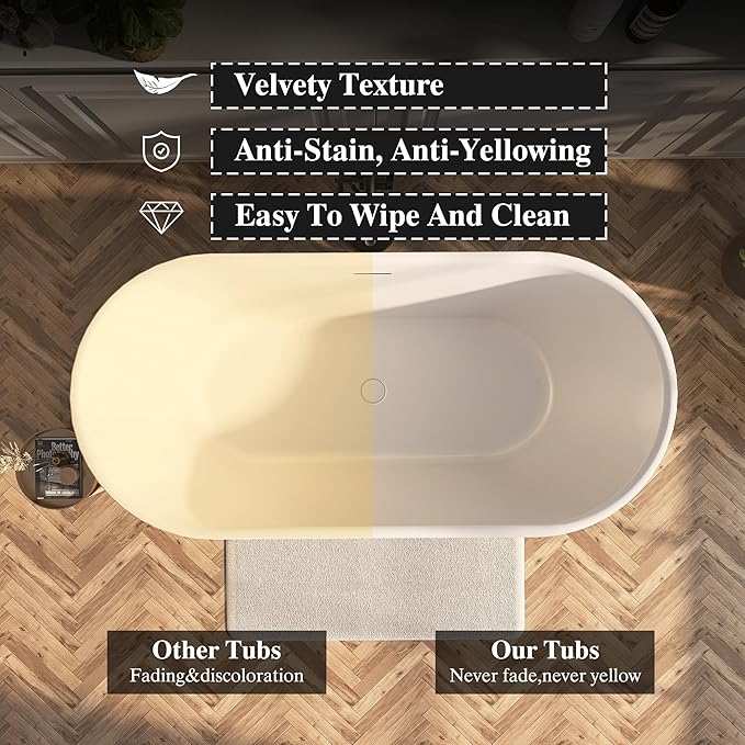 67" Acrylic Freestanding Bathtub, Contemporary Freestanding Tub with Overflow and Drain, cUPC Certified, Gloss White